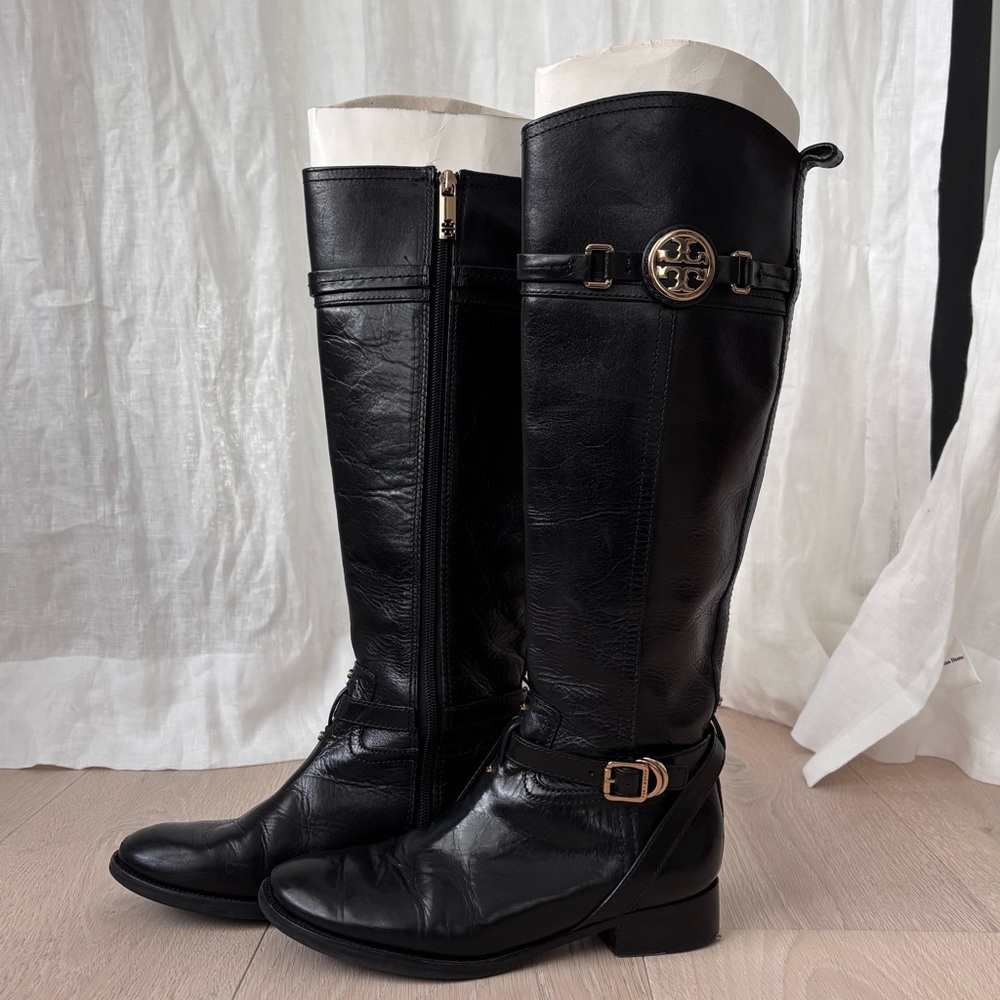 Vintage Tory Burch Leather Knee-High Riding Boots in Black